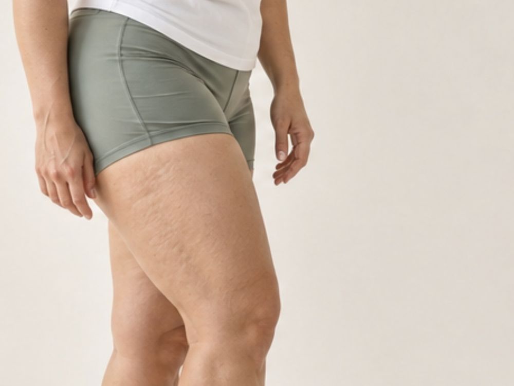 Cellulite en een verslapte huid op de bovenbenen